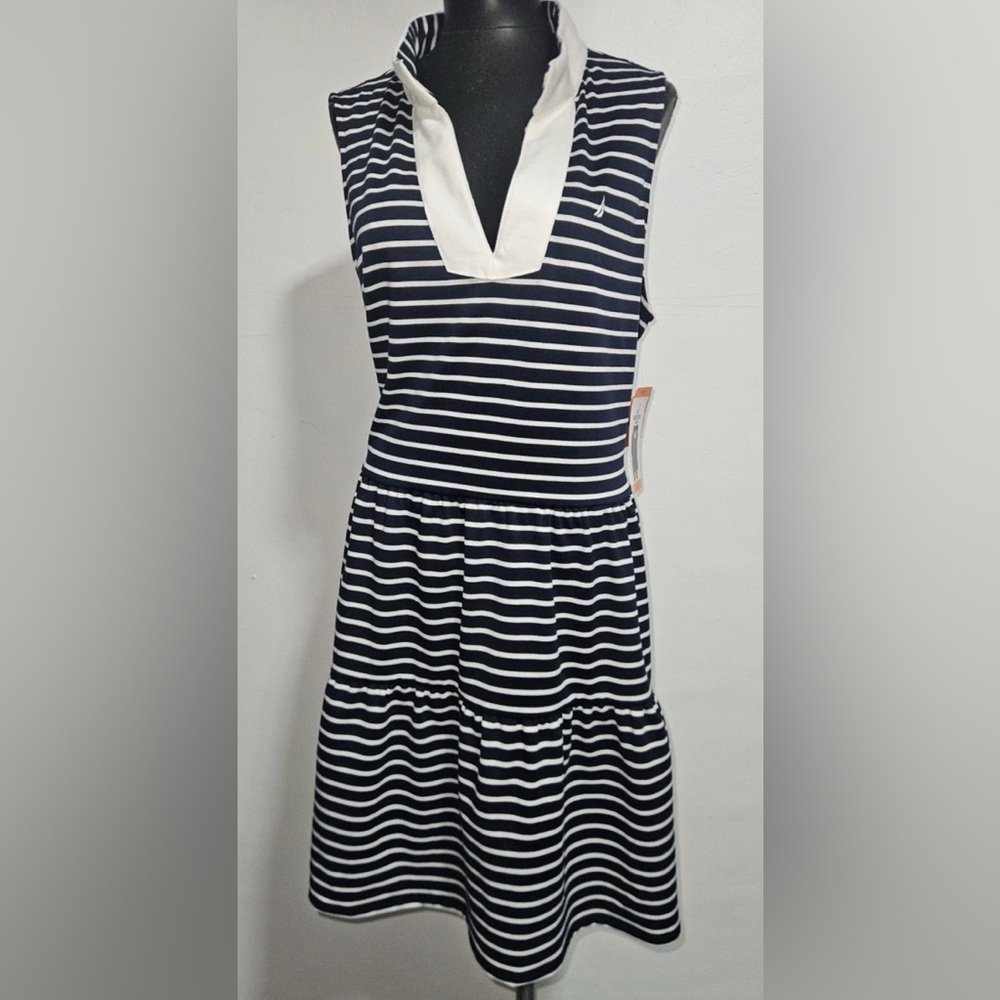 Navy and White Striped Kids Dress